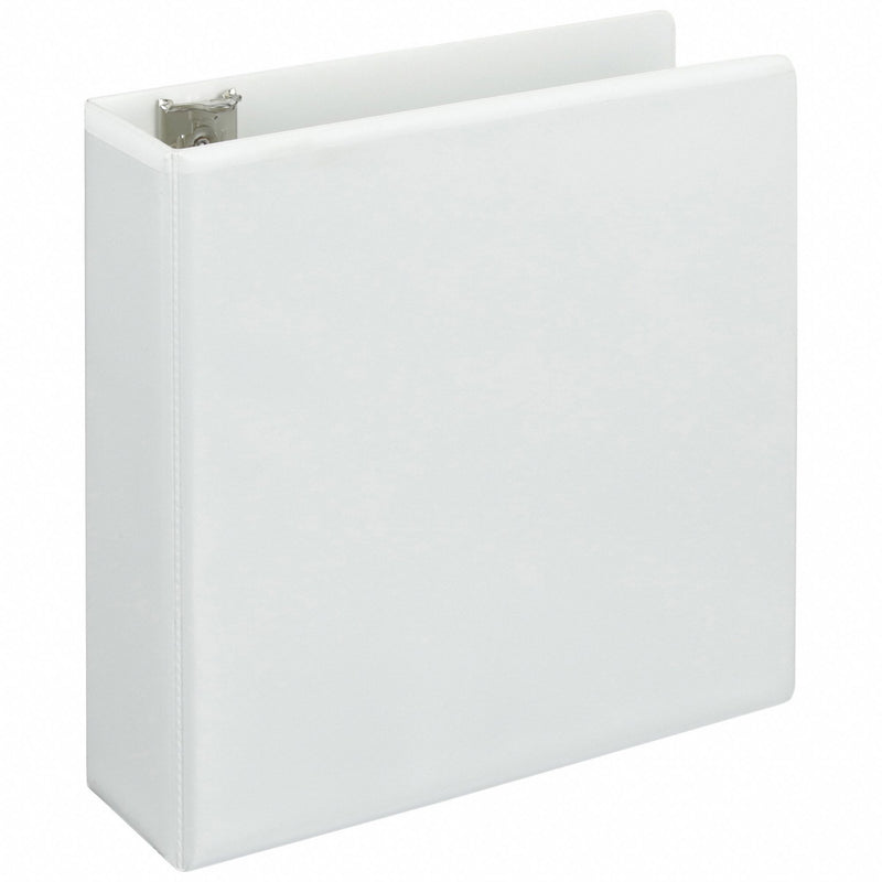 Ability One 7510-01-384-8673 Ring Binder, 2 1/2 in Ring Size, Slant D-Ring, 575 Sheet Capacity, Plain, Vinyl, White