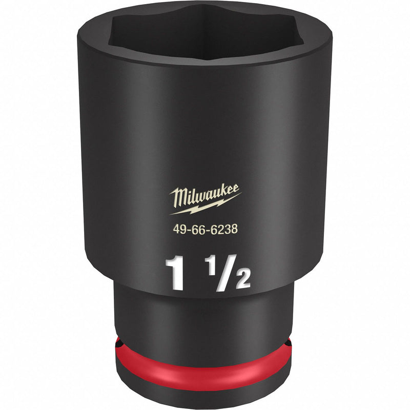 Milwaukee 49-66-6238 Deep Impact Socket, 1/2 in Drive Size, SAE, 1 1/2 in Socket Size, 6-Point, Deep, Friction