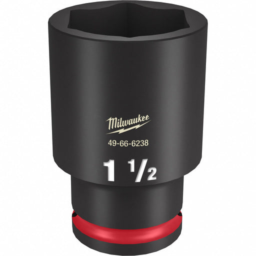 Milwaukee 49-66-6238 Deep Impact Socket, 1/2 in Drive Size, SAE, 1 1/2 in Socket Size, 6-Point, Deep, Friction