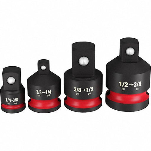 Milwaukee 49-66-6742 Socket Adapter Set 1/2 in_1/4 in_3/8 in Input Drive Size, Black Phosphate
