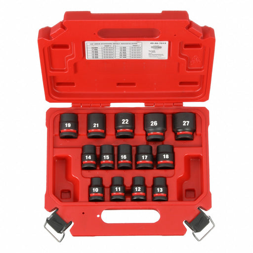 Milwaukee 49-66-7013 Impact Socket Set, 1/2 in Drive Size, Small Set (0-50 pieces) Set Size, 14 Pieces, 0