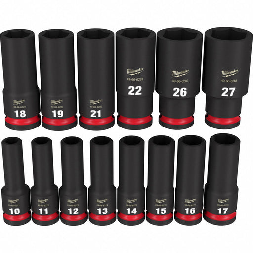 Milwaukee 49-66-7014 Impact Socket Set, 1/2 in Drive Size, Small Set (0-50 pieces) Set Size, 14 Pieces, 0