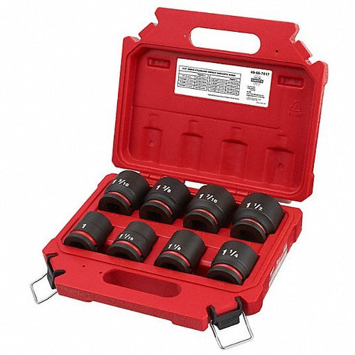 Milwaukee 49-66-7017 Impact Socket Set 3/4 in Drive Size, 8 Pieces, 1 in to 1 1/2 in Socket Size Range, SAE