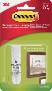 Command 17204ES Strip, Hanging, Med, PK 6