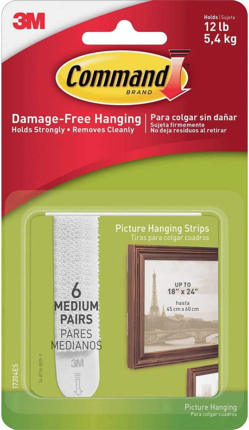 Command 17204ES Strip, Hanging, Med, PK 6