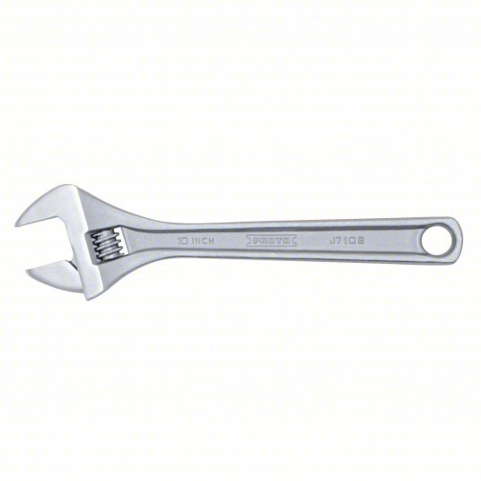 Proto J710B Adjustable Wrench Alloy Steel, Chrome, 10 1/8 in Overall Lg, 1 3/8 in Jaw Capacity, Ergonomic