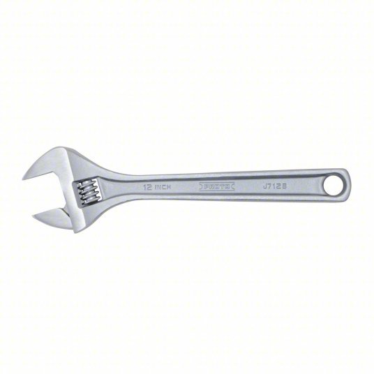 Proto J712B Adjustable Wrench Alloy Steel, Chrome, 12 1/8 in Overall Lg, 1 19/32 in Jaw Capacity, Std