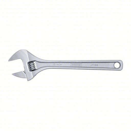 Proto J715B Adjustable Wrench: Alloy Steel, Chrome, 15 5/32 in Overall Lg, 2 1/16 in Jaw Capacity