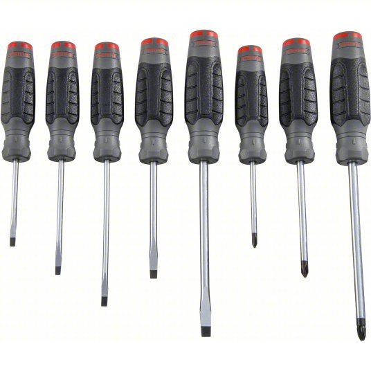 Proto J1208SCF Screwdriver Sets 8 Pieces, Cabinet/Keystone/Phillips Tip, Cushion Grip