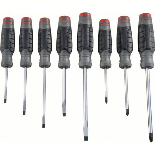 Proto J1208SCF Screwdriver Sets 8 Pieces, Cabinet/Keystone/Phillips Tip, Cushion Grip