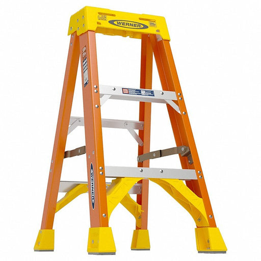 Werner 6203 Stepladder 3 ft Ladder Size, Fiberglass, 300 lb Load Capacity, 13 lb Wt, 2 ft Standing Ht