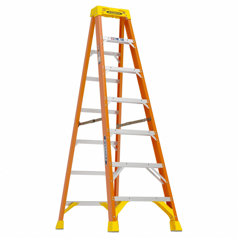 Werner 6207 Stepladder, 7 ft Ladder Size, Fiberglass, 300 lb Load Capacity, 9 lb Wt, 4.8 ft Standing Ht