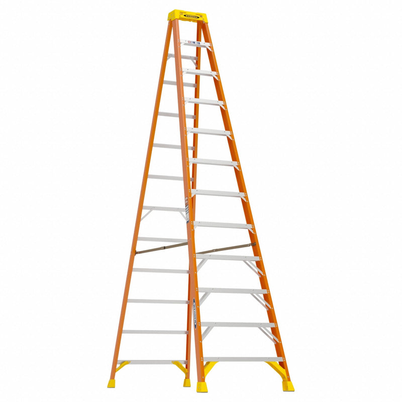 Werner 6212 Stepladder, 12 ft Ladder Size, Fiberglass, 300 lb Load Capacity, 49 lb Wt, 9.5 ft Standing Ht