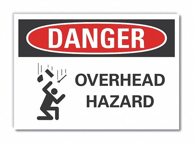 Lyle LCU4-0254-RD_10X7 Overhead Hazard Danger Reflective Label, Reflective Sheeting, Adhesive Sign Mounting