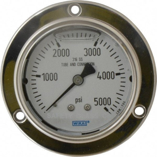 Wika 4283026 Pressure Gauge 2-1/2" Dial, 0 to 5,000 psi, 1/4" Thread, NPT, Lower Mount