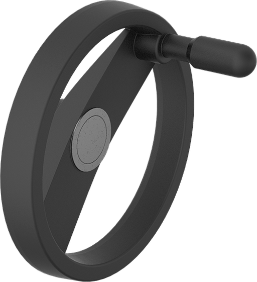McMaster 6335K99 Black Polypropylene Unthreaded-Hole Spoked Hand Wheel, with Folding/Revolving Handle, 9-27/32" Wheel Diameter