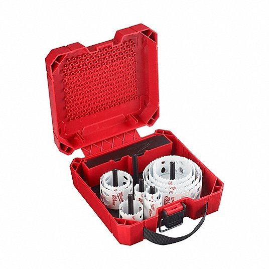 Milwaukee 49-22-4037 Hole Saw Kit 13 Pieces, 1 11/16 in Max. Cutting Dp, Bi-Metal, 6 Teeth per Inch