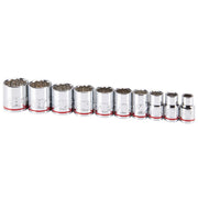 Quinn 64211 3/8 in. Drive SAE Chrome Socket Set, 10-Piece