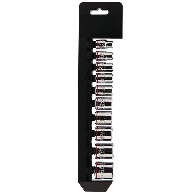 Quinn 64211 3/8 in. Drive SAE Chrome Socket Set, 10-Piece
