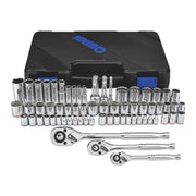 Quinn 64267 1/4 in., 3/8 in., 1/2 in. Drive SAE and Metric Hi-Vis Socket Set, 66-Piece