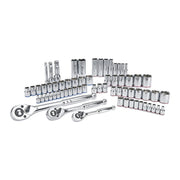 Quinn 64267 1/4 in., 3/8 in., 1/2 in. Drive SAE and Metric Hi-Vis Socket Set, 66-Piece