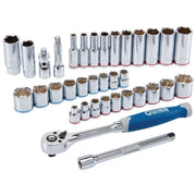 Quinn RW64555 3/8 in. Drive SAE and Metric High Visibility Socket Set, 35-Piece