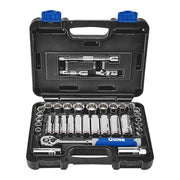 Quinn RW64555 3/8 in. Drive SAE and Metric High Visibility Socket Set, 35-Piece