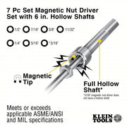 Klein 647M Fastener-Holding Nut Driver Set SAE, 15 3/4 in, 6 in Shank Lg, Ergonomic Grip