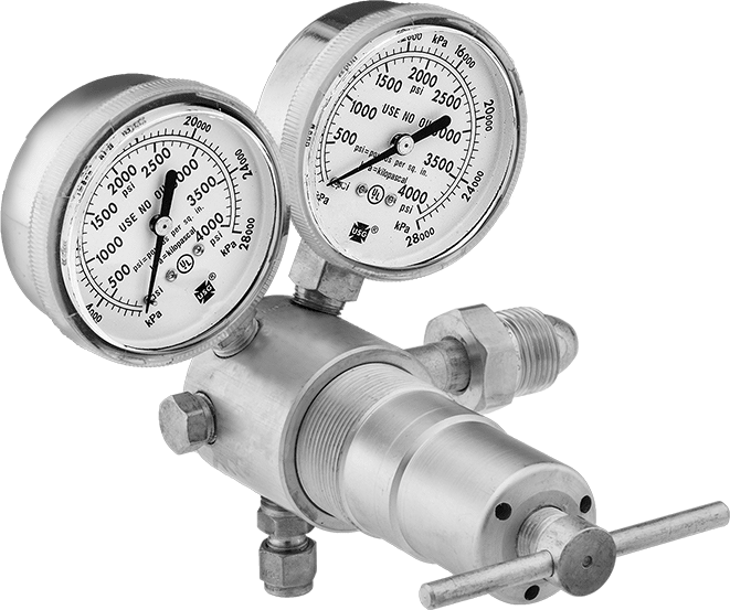 McMaster 6677A13 Tank-Mount High-Pressure-Regulating Valve, for Air and Inert Gas, CGA 580 Ngo Inlet, 200-3000 PSI