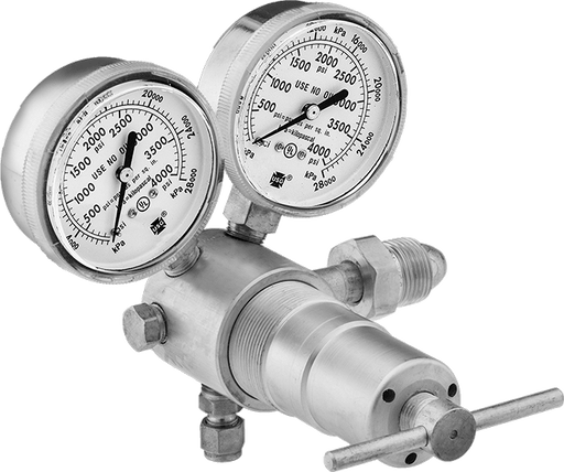 McMaster 6677A13 Tank-Mount High-Pressure-Regulating Valve, for Air and Inert Gas, CGA 580 Ngo Inlet, 200-3000 PSI