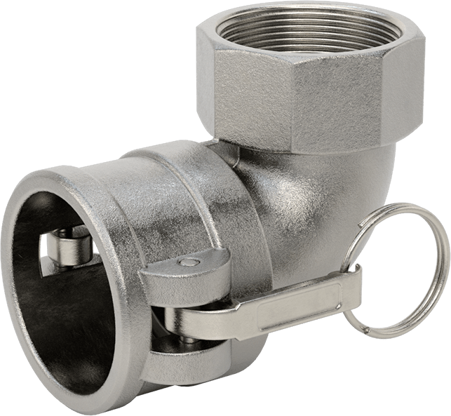 McMaster 6795K17 316 Stainless Steel Cam-and-Groove Hose Coupling, 90 Degree Socket with 316 Stainless Steel Levers, 2 Coupling Size x 2 NPT Female