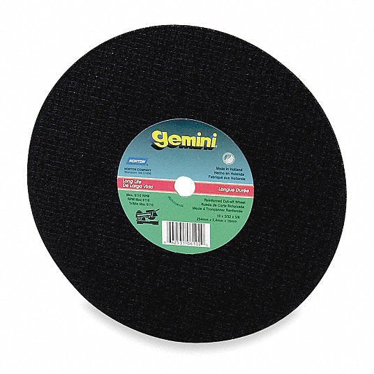 Norton 66253306611 Abrasive Cut-Off Wheel Type 1, 14 in x 1/8 in x 1 in, Aluminum Oxide, 24 Grit