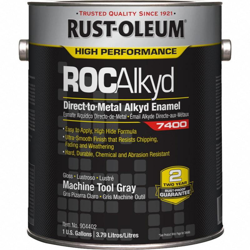 Rust-Oleum 904402 Interior/Exterior Paint, Exterior/Interior, Std, DTM Coating, Metal, Oil, Grays, Machine Tool Gray