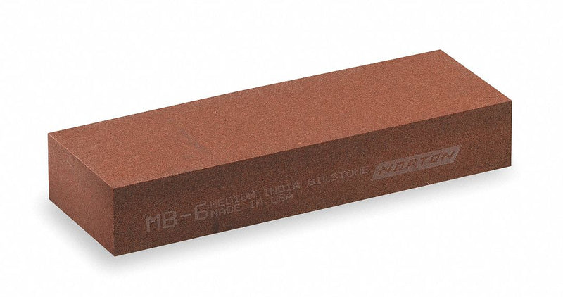 Norton 61463685970 Single Grit Benchstone, 11-1/2 in L x 2-1/2 in W x 1/2 in H, Aluminum Oxide, Fine, Brown/Orange