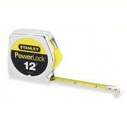 Stanley 33-212 Tape Measure Inch, Nonmagnetic Single Hook Tip, Metal, 12 ft, Narrow Blade, Manual Lock