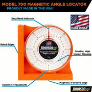 Johnson 700 Angle Finder 4 Quadrants, Magnetic, Inches, Acrylic, 5.88 in Lens Dia, 0°to 90°