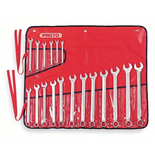 Proto J1200R-MASD Combination Wrench Set Alloy Steel, Satin, 18 Tools, 7 mm to 24 mm Range of Head Sizes