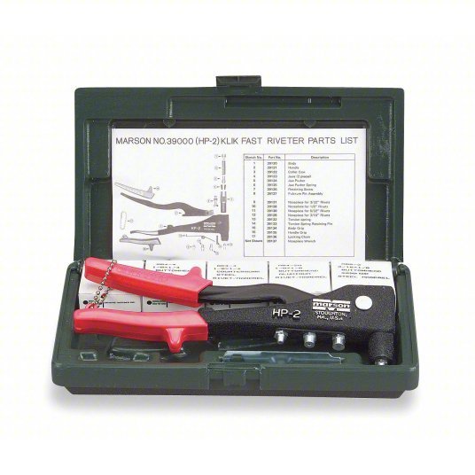 Marson 200F Rivet Tool Kit Blind, Fits 1/8 in_3/16 in Rivet Dia, 12 in Overall Lg
