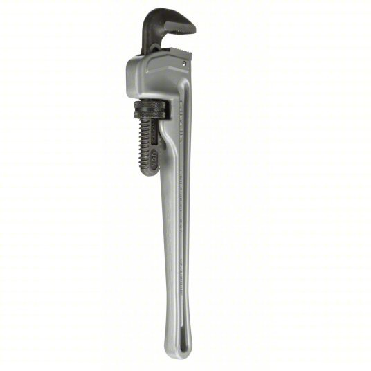 Ridgid 31100 Pipe Wrench Aluminum, 2 1/2 in Jaw Capacity, Serrated, 18 in Overall Lg, I-Beam