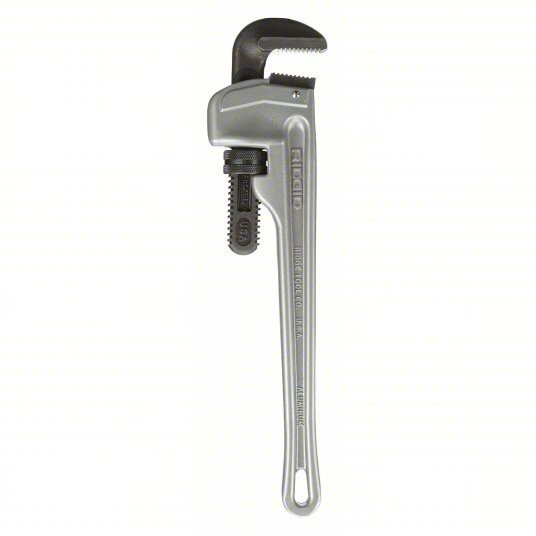 Ridgid 31100 Pipe Wrench Aluminum, 2 1/2 in Jaw Capacity, Serrated, 18 in Overall Lg, I-Beam
