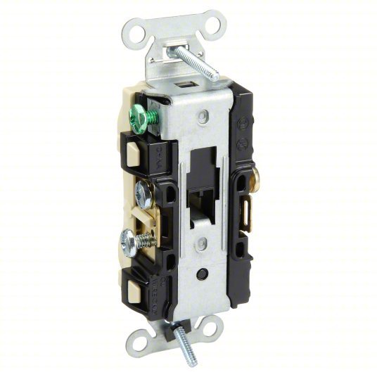 Hubbell CR20I Receptacle Duplex, 5-20R, 20 A, 125V AC, Ivory, 2 Poles, Screw Terminals, Std Resist, 5-20