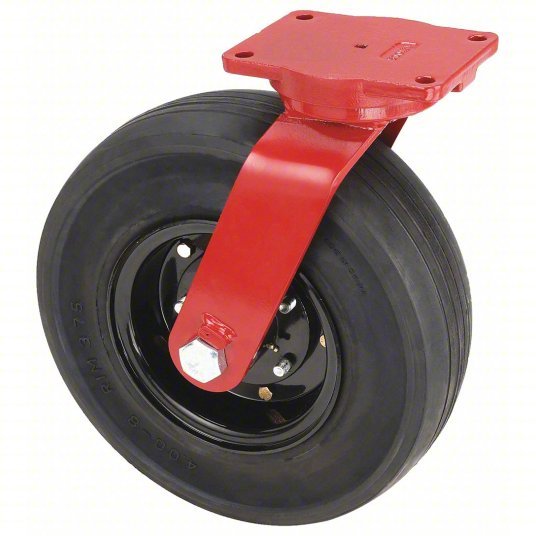 Hamilton S-7516-SPRT Plate Caster with Flat-Free Wheels 16 in Wheel Dia., 2900 lb, 18 1/2 in Mounting Ht, D