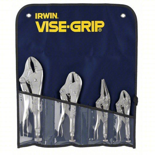 Irwin 428GS Pliers Set Curved, 1 1/8 in_1 1/2 in_1 7/8 in_2 in Max Jaw Opening, Plain Grip, Bolts/Nuts