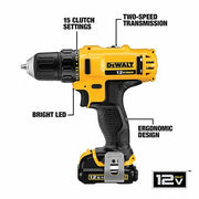 Dewalt DCD710S2 3/8 in, 12V DC Cordless Drill, Battery Included