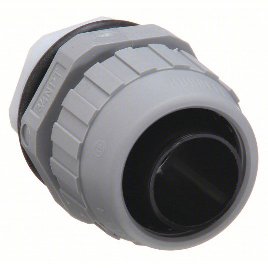 Hubbell P100NGYA Liquid-Tight Conduit Fitting 1 in Trade Size, Straight, Insulated, Gray