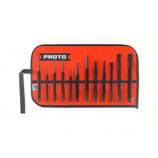 Proto J2S2 Punch and Chisel Set 12 PC, Cape Chisel/Cold Chisel/Diamond Point Chisel, Pouch