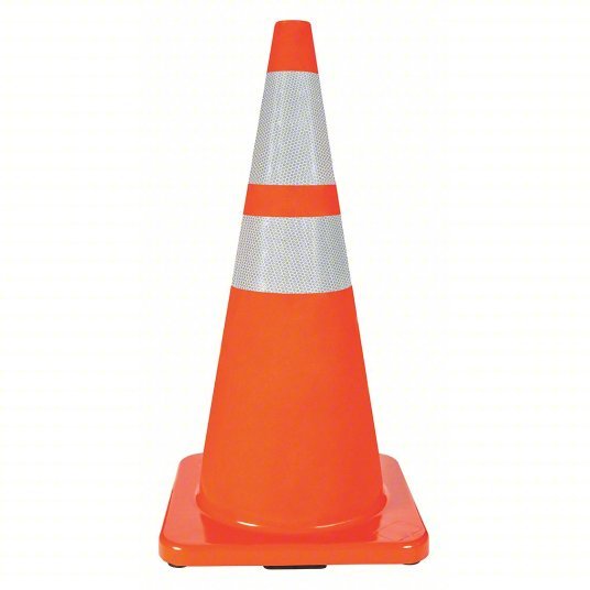 Redwood RW6FHA1 Traffic Cone Night or High Speed Roadway (45 MPH or Higher), 28 in Cone Ht, Orange, Std Cone, PVC