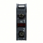 Schneider ZBE102 Contact Block 22 mm Size, Operator, 1NC, 10A @ 600V AC, Momentary, Black/Red
