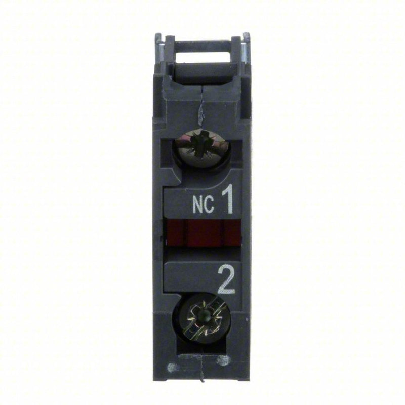 Schneider ZBE102 Contact Block 22 mm Size, Operator, 1NC, 10A @ 600V AC, Momentary, Black/Red