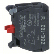 Schneider ZBE102 Contact Block 22 mm Size, Operator, 1NC, 10A @ 600V AC, Momentary, Black/Red